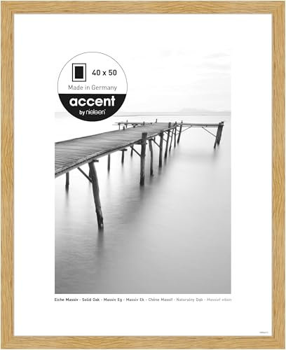 accent by nielsen Bilderrahmen, 40 x 50 cm, Holz, Eiche, Posterrahmen zum Aufhängen im Hoch- & Querformat, Echtglas, Scandic