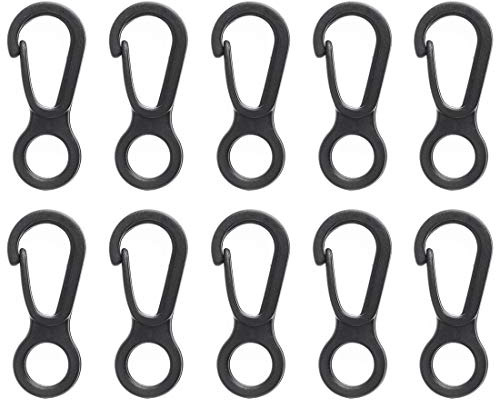 MSemis 10/50/100er Kunststoff Karabinerhaken Klein Karabiner Schlüsselanhänger mit O-Ring Bunte Plastik Schlüssel Verschluss Haken Schwarz A Einheitsgröße