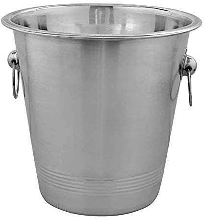 Kosma Ribbed Stainless Steel Champagne Bucket - Beverage & Wine Bottle Ice Chiller (21cm)
