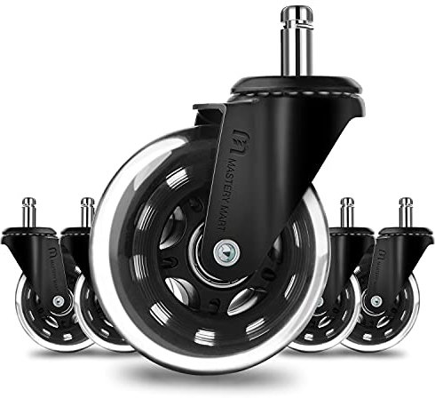 Mastery Mart Bürostuhl Rollen, 5er Set, Hartbodenrollen, 11mm x 22mm Bürostuhlrollen, Ersetzen Bodenschutzmatten, Passend Für 98% Aller Stuhlrollen, Nicht Für 1KEA, Matt-Schwarz