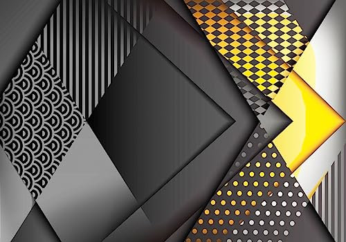 Wesmilewallpaper Papier Peint Panoramique 3D Papiers Peints Intissé Mur De Fond Géométrique De Personnalité Noire Jaune Tapisserie Murales Papier Peint Poster 400x280cm