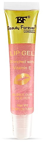 Beauty Forever Clear Moisturizing Lip Gel Tube, Leicht, Einfarbig & Glitter Finish, Shimmer Infused Long Lasting, Suitable for Pout & Volume Lips, In 9 Geschmacksrichtungen, 18 ml (Bubble Gum Glitter)