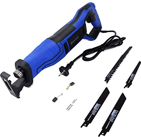 900W Reciprocating Saw, Electric Sabre Saw Corded Recip Saw with Rotary Handle, 0-2800SPM Variable Speed, 5 Saw Blades for Wood and Metal, 28mm Stroke Length