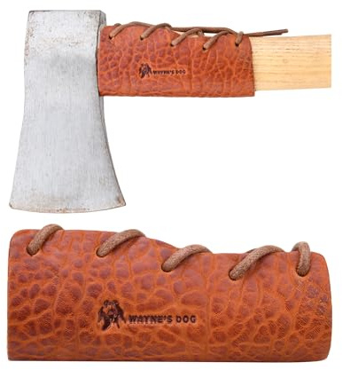 Leather Axe Collar Guard, Axe Handle Wraps Covers for Gardening Picks or Camping Axes Protector (Axe Collar 02)