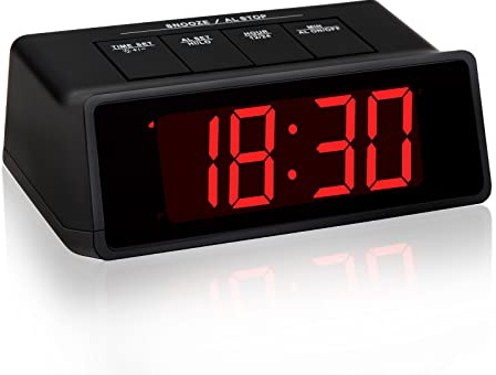 Timegyro Alarm Clock Battery Operated, Loud Alarm Clock Bedside, Large Operation Button, Snooze, 12/24 Hour Mode, Adjustable Brightness