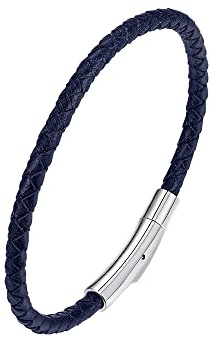 Viwind Echt leder armband Herren Damen Armband 4mm breit geflochten Lederband 17.5/20.5cm Edelstahl Gravur für DIY Anhänger Schmuck mit Geschenkbox