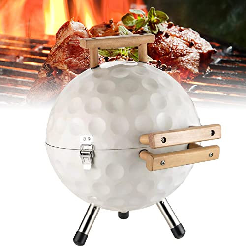 Barbecue Grill Tragbarer Holzkohleofen in Golfform Kugelgrill Runder Holzkohlegrill im Freien Faltbarer Kebabherd BBQ Grill, für Garten Camping Kochen und Grillen im Freien