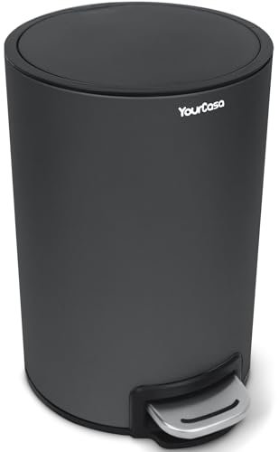 YourCasa Mülleimer Bad [5L] aus Edelstahl für Badezimmer [Softclose] - Badmülleimer Klein Kosmetikeimer mit Deckel und Softclose – Abfalleimer WC Eimer Badeimer Kosmetikmülleimer Toilette (Anthrazit)