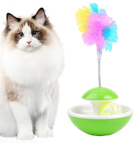 Samuliy Katzen Federball Spielzeug, Katzen Track Toy mit neckender Feder, Katzen Interaktives Spielzeug für Katzenhaus Haustier Shelter Wohnzimmer Schlafzimmer Arbeitszimmer Pet Shop