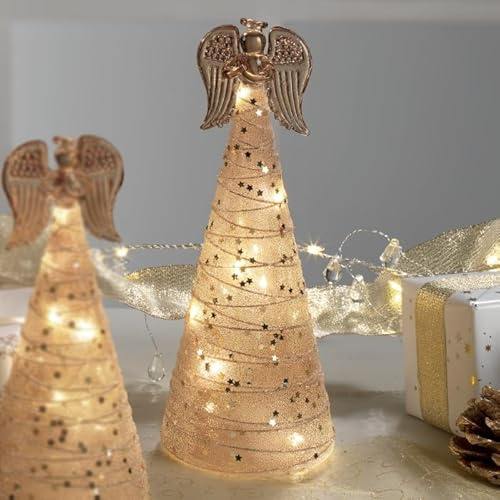 Mascagni Casa Weihnachtsengel aus Glas mit LED 23 cm Orange