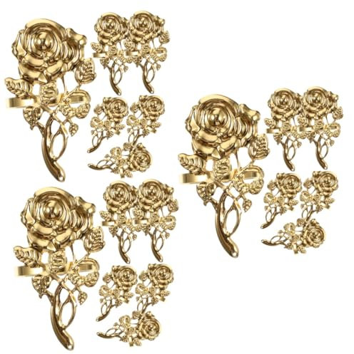 ABOOFAN 18stücke Serviettenringe Rosen-Design Tischdekoration Für Hochzeiten Valentinstag Und Besondere Anlässe Metall-Napkin Buckles Goldähnlichem Finish