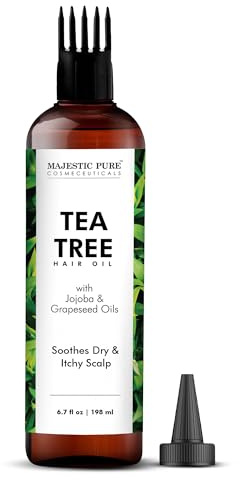Majestic Pure Teebaumöl mit Biotin, Haarpflege, 198ml | Stärkung, Pflege und Volumenbildung, Formel mit Jojobaöl und Rizinusöl gentechnikfrei geprüft