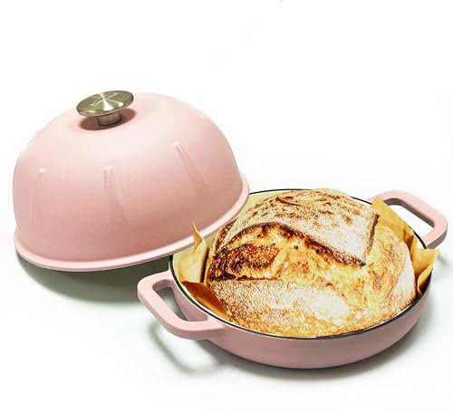 Cuisiland Campana per pane in ghisa smaltata, coperchio a cupola, forno olandese per cottura artigianale a lievito naturale, resistente al calore, antiaderente per crosta croccante e cottura uniforme,