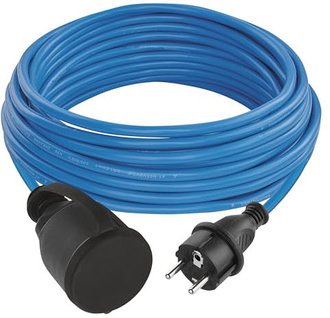 EMOS ganzjähriges Outdoor-Verlängerungskabel Schuko, blaues 10m Kabel 1,5 mm2 mit Schutzkappe, IP44 wasserdicht und frostbeständig für Außenbereich, Industrie, Baustelle