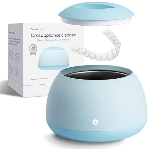 Zima Dental Pod: limpiador ultrasónico de retenedores. La máquina limpiadora de retenedores original, limpiador de alineadores, limpiador de protector nocturno, limpiador de protector bucal, limpiador