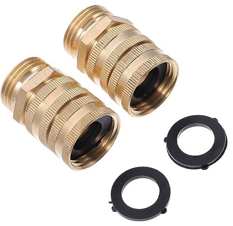 OFFSCH 2stücke Messing Schlauchanschluss Doppel Gewinde Kopf Kupplung Stecker Für Gartenschlauch Bewässerungsschlauchanschluss Schlauchschnelladapter Anschluss Für Bewässerungswerkzeuge
