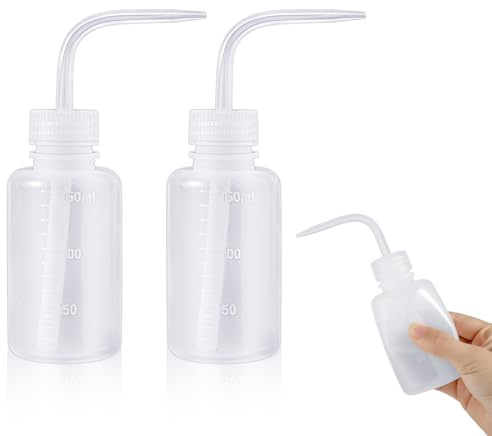 Qianyu Bottiglie per il lavaggio, 2 pezzi, 150 ml, strumenti di sicurezza per irrigazione, in plastica, con pratiche etichette a bocca stretta, per la pulizia medica di piante grasse