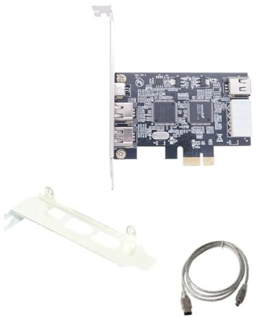iFutniew PCI-E 1X IEEE 1394A 4 Port(3+1) Adattatore Scheda Firewire 1394 A PCIe PC+Metallo Firewire Card con 6 Pin a 4 Pin IEEE 1394 Cavo