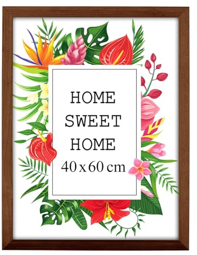 MG Design Braun Bilderrahmen 40 x 60 cm – Aus echtem Holz mit Acrylglas, zum Aufhängen & Aufstellen, für Fotos, Poster & Puzzle