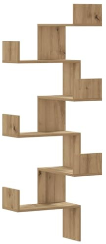 vidaXL Étagère d'angle Murale chêne Artisanal Bois d'ingénierie, étagère d'angle, étagère Suspendue, étagère Murale Suspendue, étagère Murale