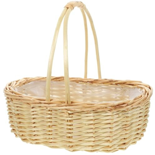 SDA287MZ Cesta de Frutas Cesta de Mimbre portátil for Frutas, Cesta Tejida for Picnic, Almacenamiento de Frutas con asa, cestas prácticas Tejidas de Mano Fruteros de Cocina