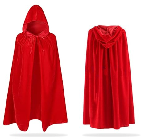 UILYNIU Capa Rojo Con Capucha Largo Disfraz Vampiro Bicolor Para Halloween - Estilo Misterioso Bruja - Para Niño y Adulto - Carnaval y Fiesta