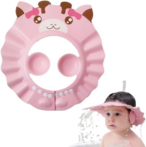 Duschhaube Kinder - Rosa- Extrem wasserdicht bei angenehmen Komfort - Haarwaschhilfe Kinder mit extra leichter Verschlusstechnik duschhaube kinder haarwaschhilfe kinder kinderdusche baby head