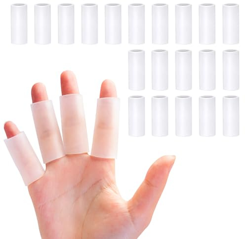 Sumifun Finger Sleeves, 20PCS Gel Thumb Finger Tubes for Arthritis, Trigger Finger Pain, Silicone Fingers Protector for Golf, Basketball, Golf, Rugby, Cracked Finger