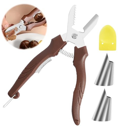 Edelstahl Kastanienmesser Chestnut Cutter, 2 In 1 Kastanie SchäLer KreuzöFfner mit Panzerschützer und Kastanienkrallen, Maronizange Mehrzweck Maronischneider Kunststoff Griff KüChengeräTe Zum SchäLen