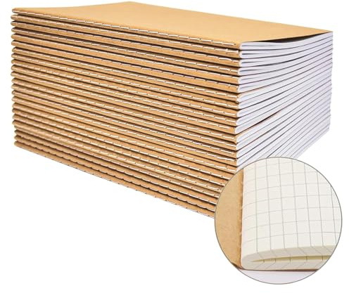YBCPACK Kraftfull anteckningsbok a5-rutig, set med 20 anteckningsböcker, rutigt anteckningsblock med 60 sidor (30 ark), anteckningsblock för kontor, skola och resor (21 x 14 cm)
