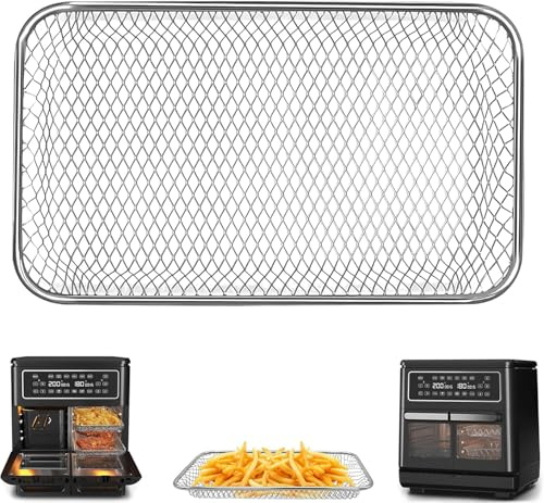 GWYXC 2 Packs Air Fryer Replacement Parts for Breville Halo Flexi Air Fryer, 25.4×17.3×2.9CM Small Size Mesh Tray, Stainless Steel Accessories Roasting Steamer Grill Racks Baking Tray, Dishwasher Safe