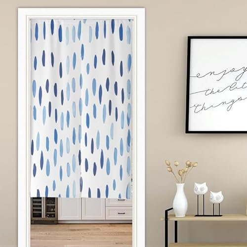 Küchenvorhänge Marineblau Weiß Scheibengardinen Polyester Vorhänge Kurz Waschbar Raumteiler Vorhang Türvorhang Langlebig Küchenvorhang Kurze Gardinen Verdickung Tür Vorhang 80x120cm