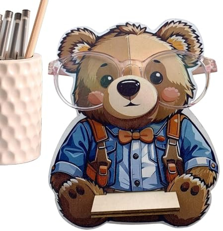 Brillenhalter mit Tieren - Brillenhalter aus Holz, Brillenhalter mit Tieren - Schreibtisch Dekorative Brillenhalter aus Holz mit Sichtdruck, Brillenhalter für Kinder Dekorationen