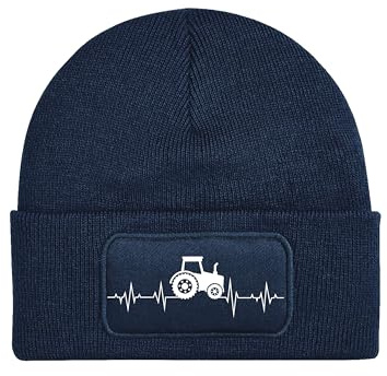 NIMAMA Kinder Mütze Beanie Heartbeat Traktor Wintermütze Statement Spruch Print Geschenk Unisex Strickmütze für Jungen und Mädchen