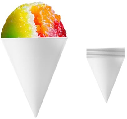 8 Stück Wiederverwendbare Schneekegelbecher, 10,3 x 8 cm Weißer Kunststoff Eisbecher für Slushies Eissirup Saft Kompatibel mit Nostalgia und Cuisinart Schneekegelmaschinen