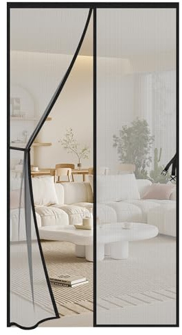 WANDGU Fliegengitter Magnet Tür: 100x210cm Fliegengitter Balkontür Magnet, Fliegenvorhang Magnet Balkontür Ohne Bohren, Fliegennetz Balkon Insektenschutz Tür für Wohnzimmer, Terrassentür (Schwarz)
