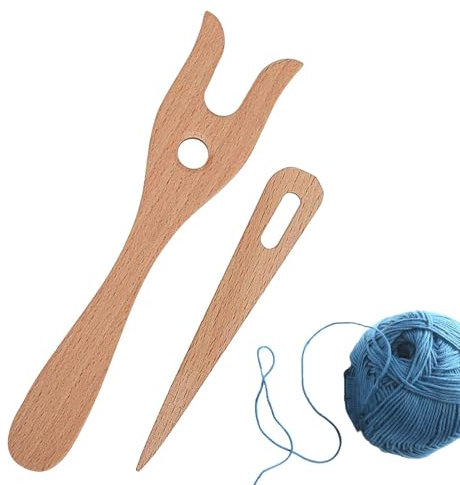 Lucet Burding Fork - Forchetta per maglieria in legno fatta a mano, per cucire Lucet Burding Fork Gancio Fork Set di aghi intrecciati per lavori a maglia