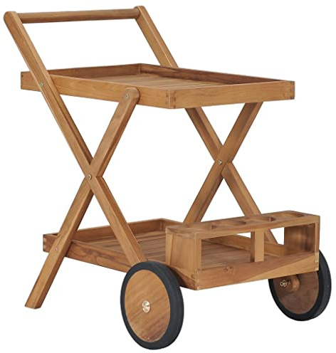 Générique Chariot à thé Bois de Teck Solide,Meubles,Chariots & îlots,Dessertes,Brun,13.4 KG,49425