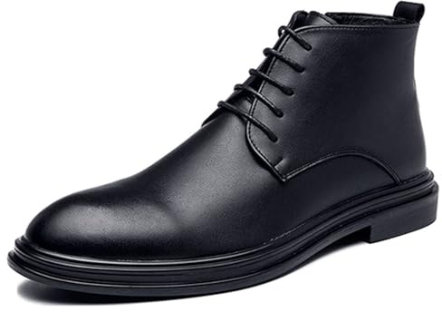 LMUIPMAA Stivali Stringati Uomo Scarpe Eleganti Pelle Invernali Stivaletti Oxford Classici,Nero,43 EU