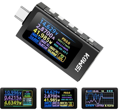 VOKTTA New Upgrade USB Tester Messgerät USB C Tester, 4-30V 0-12A Type-C Digital Multimeter Power Meter, Spannung Voltmeter, Strom Type-C Messgerät, Leistungskapazität Detektor