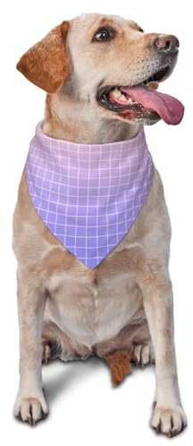 Lila Pink Ombre Grid Print Hundehalstuch, Verstellbares süßes Katzen- und Hundehalstuch, Dreieckstuch, Schal, Taschentuch, Zubehör