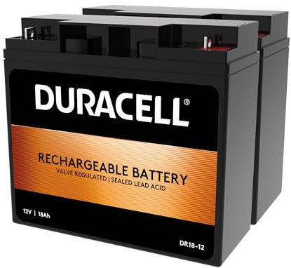 Duracell Original DR18-12 Valve Regulated Lead Battery (2 Pack) - 12V | 18Ah - Replaces GP12170 | FG21803 | LC-XD1217PG | NP17-12 | NP18-12 | Y17-12