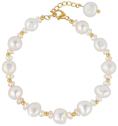 TaYolnFaSo Pulseras de perlas de prehnita hechas a mano con cristales naturales – Regalo para mujeres, PERLE, Gema, piedra