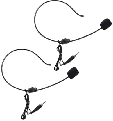 OUNONA Microfono a Cuffia Filo in Plastica 2 Pezzi Microfono Condensatore Omnidirezionale Registrazione Chiara per Amplificatore Vocale Portatile per Insegnamento