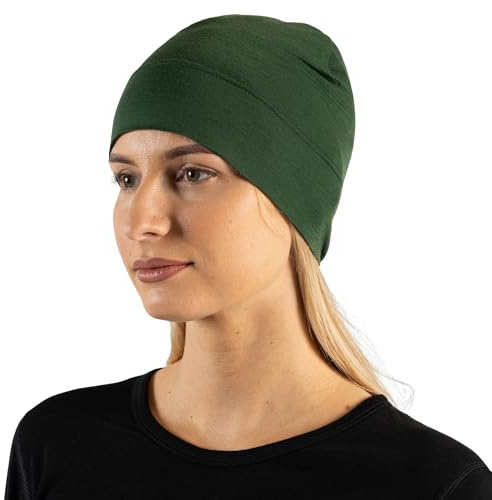 menique Damen Herren 100% Merinowolle Beanie, Dünne Atmungsaktive Mütze | Weiche leichte Thermo-Wintermütze und Laufmütze für Skifahren Joggen Radfahren, temperaturregulierend, bequem unter dem Helm