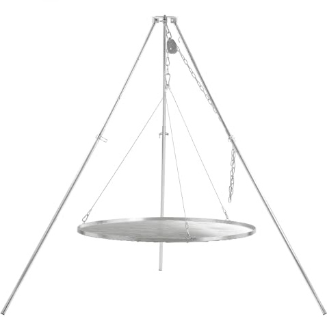 BBQ-Toro Dreibein Schwenkgrill mit Ø 100 cm Grillrost | Edelstahl | Höhenverstellbar 119-184 cm | Dreibein für Feuerschale, Schwenkgrill ohne Feuerschale, Garten Grill | Schwenker Grill