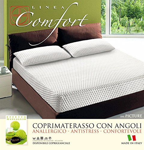 EG COPRIMATERASSO Linea Confort - Matrimoniale 175 X 200 con Angoli ELASTICIZATI- Effetto Massaggio - Anallergico - Antistress -