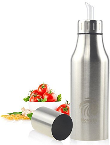 Novata Acciaio inossidabile Olio e Aceto ampolla cucina salsa liquido Condimento bottiglia distributore prova della polvere ea prova di perdite con beccuccio oliera bottiglia (750ML)
