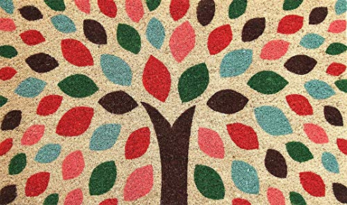 Premium kokos Fußmatte | Kokosnussmatte mit rutschfestem PVC | Fußwischer für den Eingangsbereich | für den Außen- und Innenbereich | 45 x 75 cm | Zen Tree
