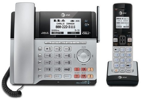 AT&T TL86103 DECT 6.0 Connect to Cell 2 Line Answering System, Silver/Black